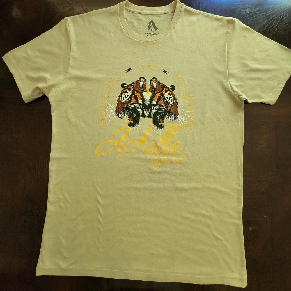 Achille Apparel "Moving In Silence" Tiger Graphic T-shirt Sz L